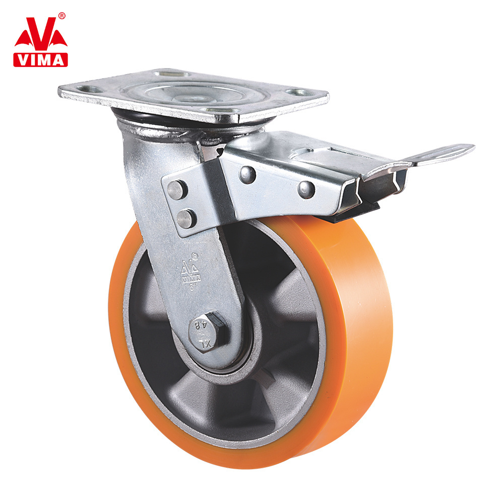 VIMA Heavy duty Casters Customizable OEM ODM 4 5 6 8 Inch High Quality Caster Wheel With Brakes Industrial PU Castor