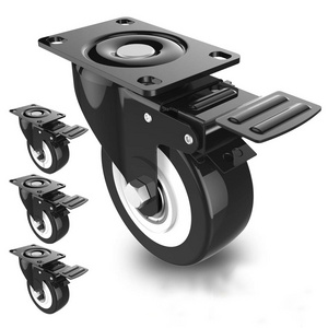 VIMA 2 inch Heavy Duty Casters with Brake, Locking Casters with 360 Degree No Noise PVC Wheels, Swivel Plate Castors