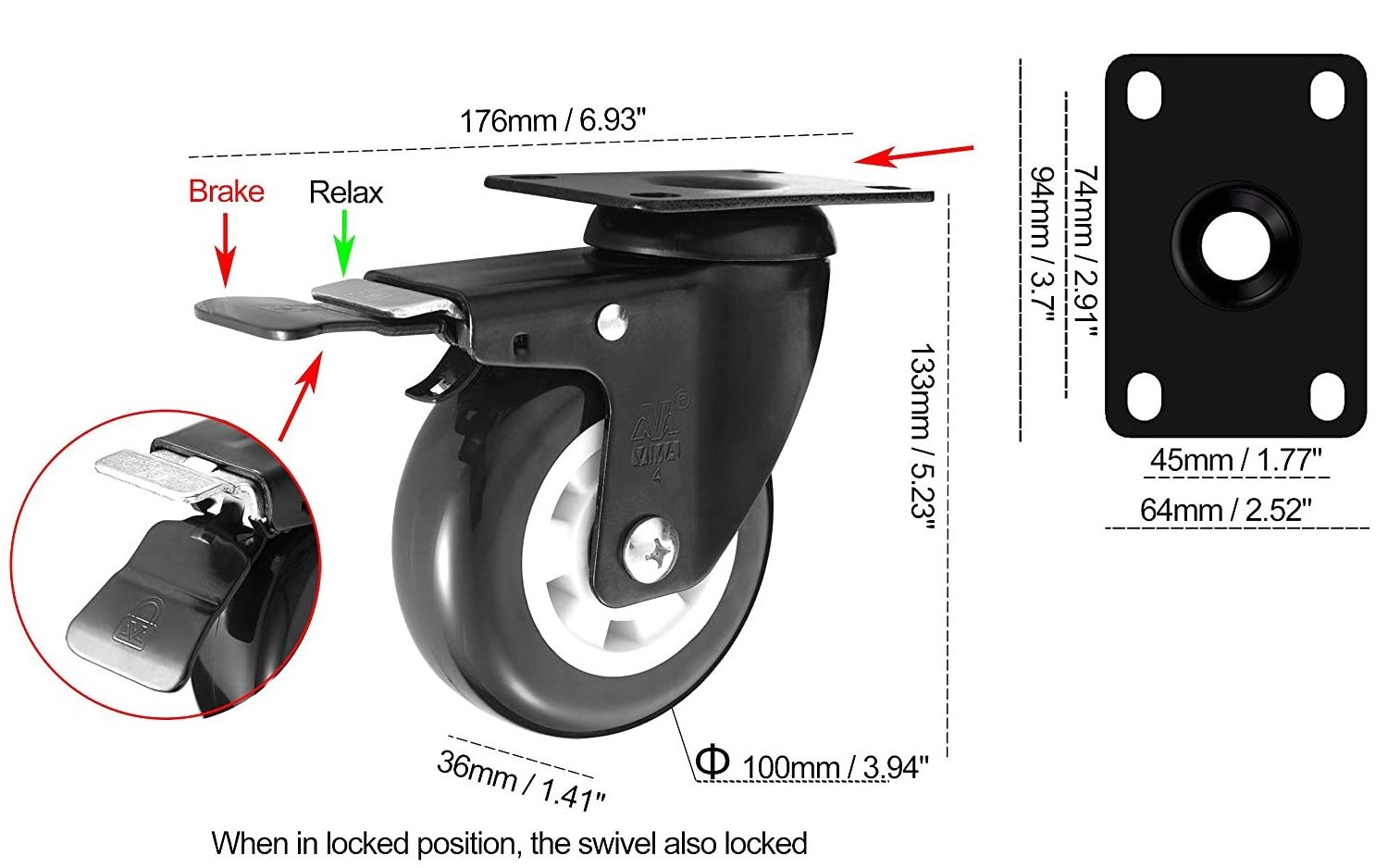 Heavy Duty Plate Caster Wheels 4