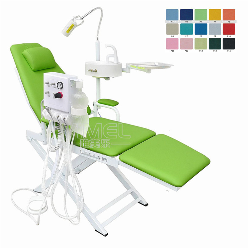 Dental chair Portable Folding Mobile Unit+Portable Turbine dental unit chair with operating light lamp spittoon and Tray