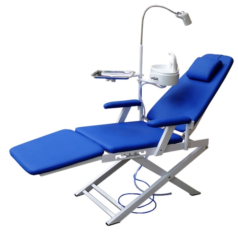 Dental chair Portable Folding Mobile Unit+Portable Turbine dental unit chair with operating light lamp spittoon and Tray