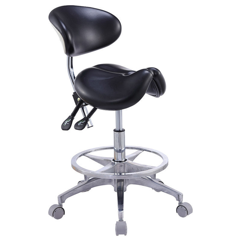 Professional Ergonomic PU Leather Dental Saddle Chair Twin Dentist Saddle Stool with Backrest For Clininc Hospital