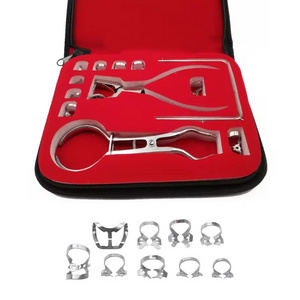 Dental Instruments Dental Rubber Dam Puncher Set Rubber Dam Starter Set Kit with Frame Punch Clamps for Dentistry Lab