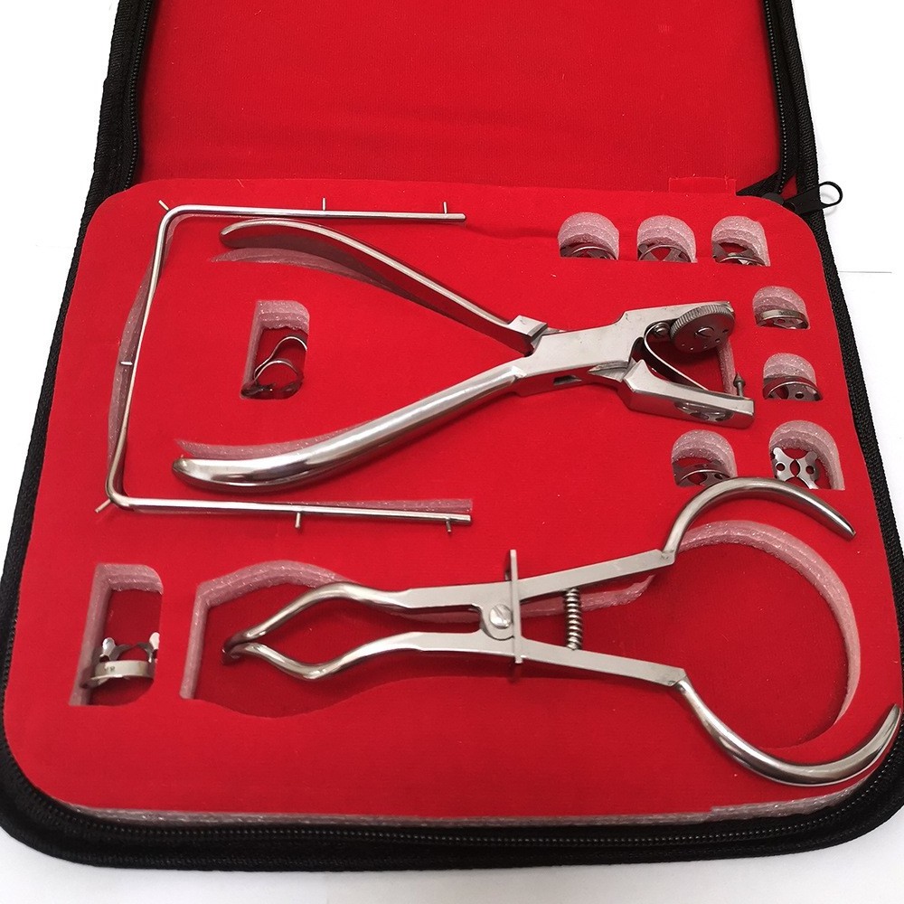 Dental Instruments Dental Rubber Dam Puncher Set Rubber Dam Starter Set Kit with Frame Punch Clamps for Dentistry Lab