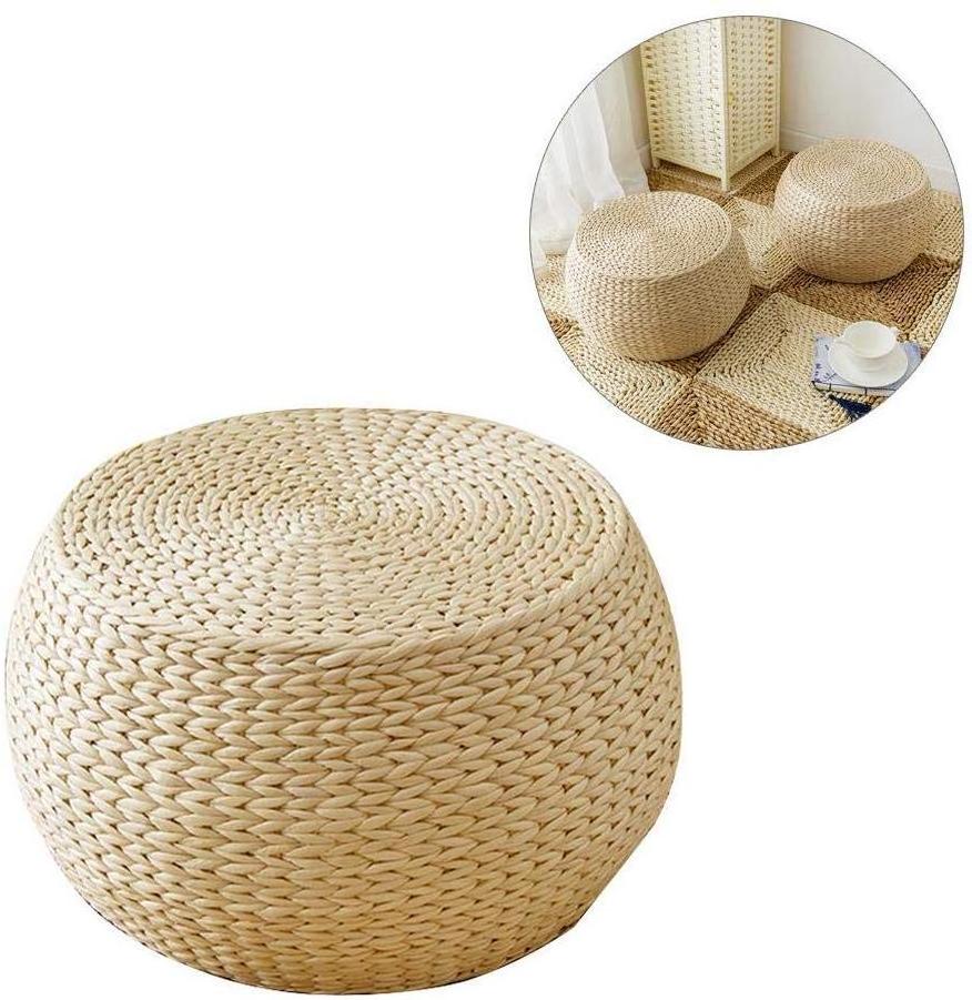 Top Vietnam Natural Home Furniture And Decoration Rattan Wicker Ottoman Pouf Stool Oval With Cushion