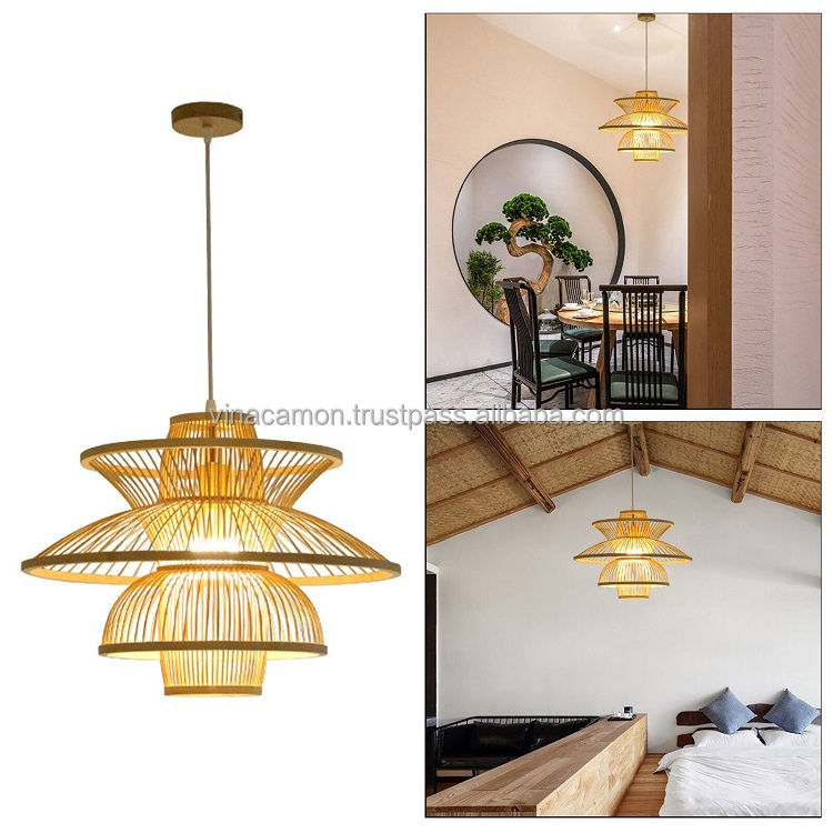 Asian wicker lampshades rattan bamboo ceiling pendant chandelier lights hanging lamp shades covers frame wooden antique modern