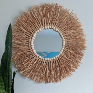 Hot Selling High Quality Retro Round Large Wood Mirror Wall Mounted Wooden Frame Mirror For Home Restaurant Decor