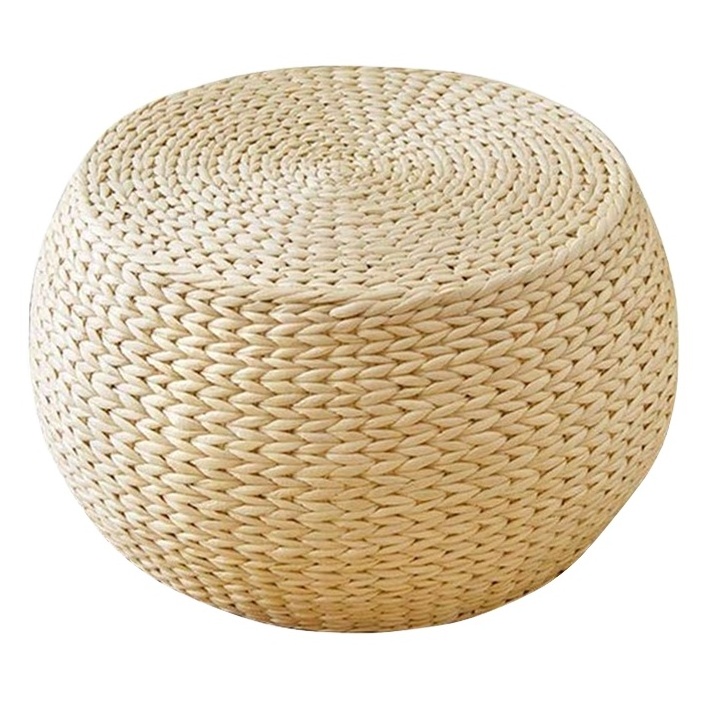 Top Vietnam Natural Home Furniture And Decoration Rattan Wicker Ottoman Pouf Stool Oval With Cushion