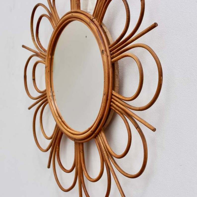 Ready To Ship Wall Mirror Bamboo Rattan Handcraft Decor For Home Restaurant Cafe Libraries Museums Store Resort Hair Salon Hotel