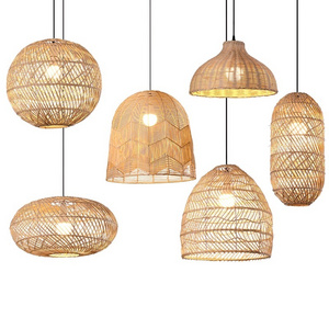 Hand-Woven Rattan Pendant Lampshade Wicker Chandelier Large Modern Rattan Pendant Light Ceiling Lampshade