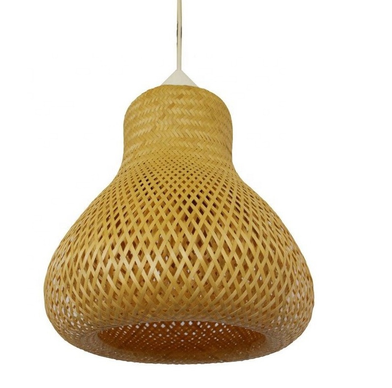 Bamboo Drum Hanging Ceiling Lights Woven Chandelier  Bamboo Pendant Light Handmade Lamp Shade