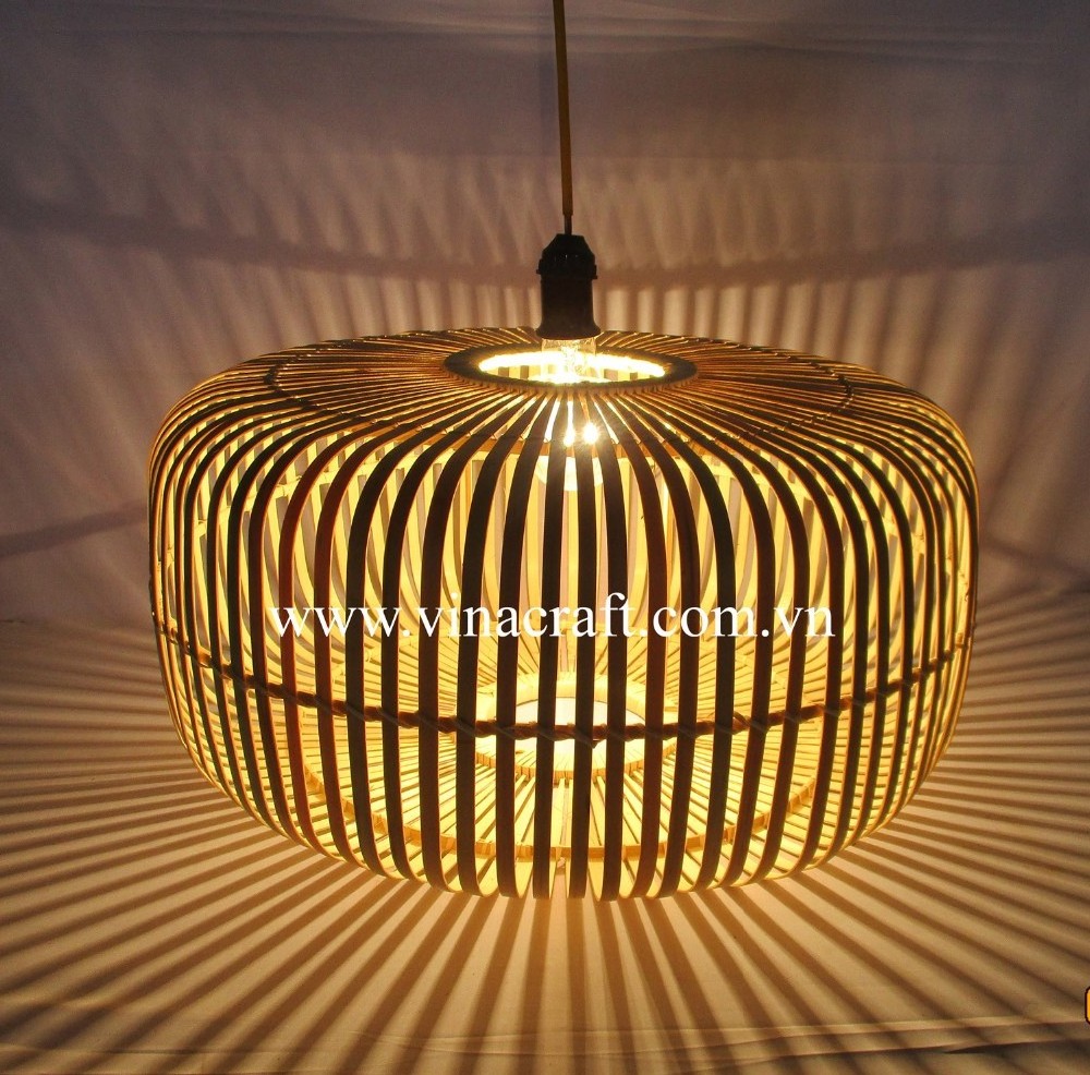 Bamboo Drum Hanging Ceiling Lights Woven Chandelier  Bamboo Pendant Light Handmade Lamp Shade