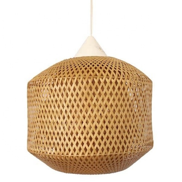 Bamboo Drum Hanging Ceiling Lights Woven Chandelier  Bamboo Pendant Light Handmade Lamp Shade