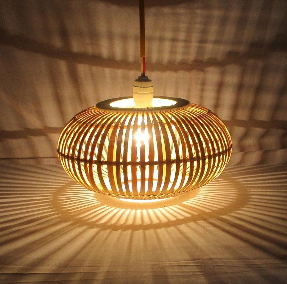 Bamboo lamp shade weaving lampshade Bamboo Pendant Lights Hand Woven Spherical Stairwell Lighting