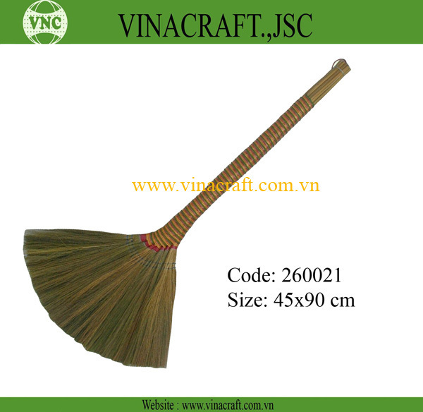 Long grass broom with plastic handle Wholesale Competitive price natural straw broom - grass broom