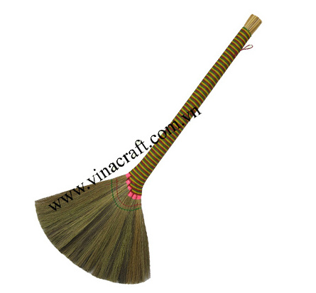 Vietnam Grass broom with long handle for cleaning Wholesale Handmade Coconut Grass Broom Grass Broom