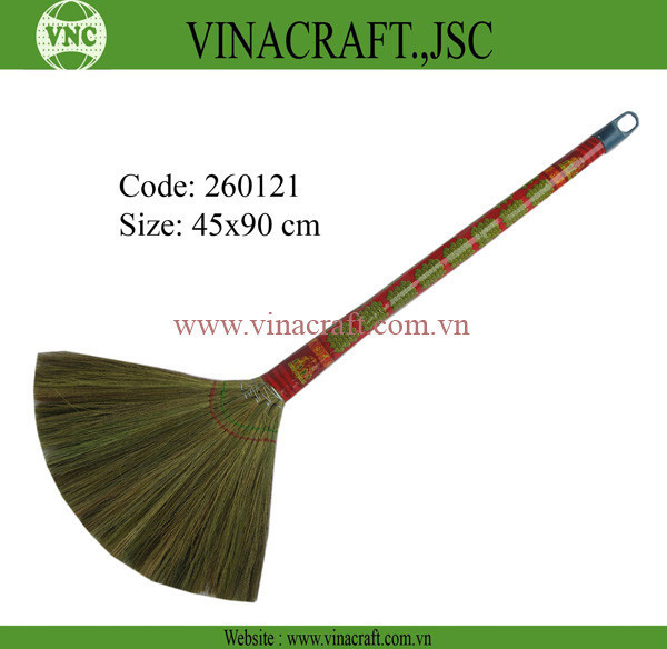 Long grass broom with plastic handle Wholesale Competitive price natural straw broom - grass broom