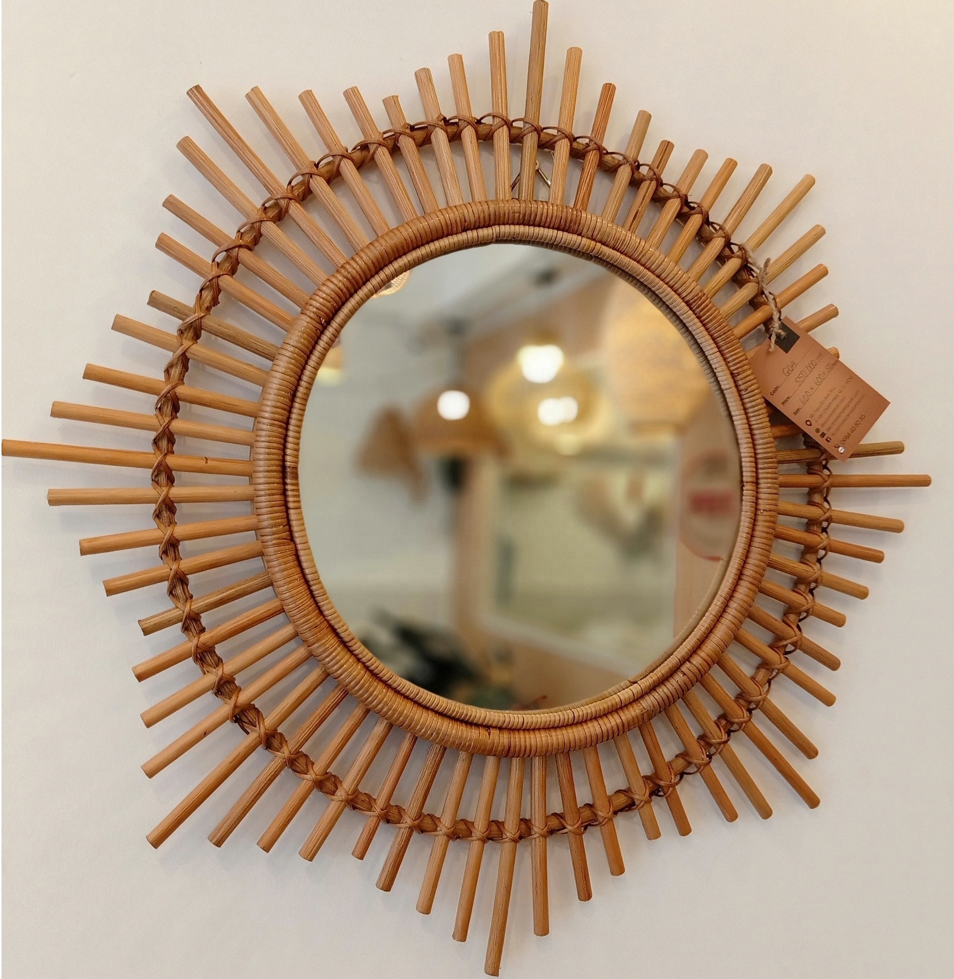 Flower rattan decorative wall mirror Wall Hanging Rattan mirror Art decor