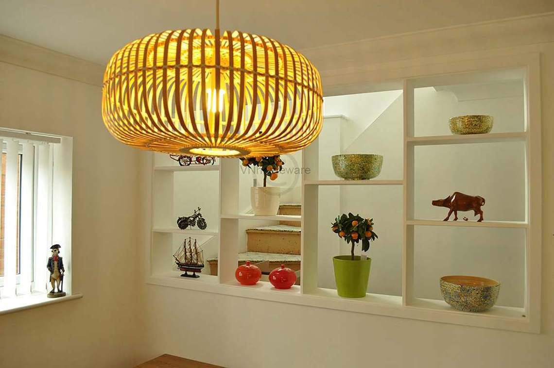 Round bamboo lampshade Pendant Lamp Hanging Light Ceiling Lighting for livingroom