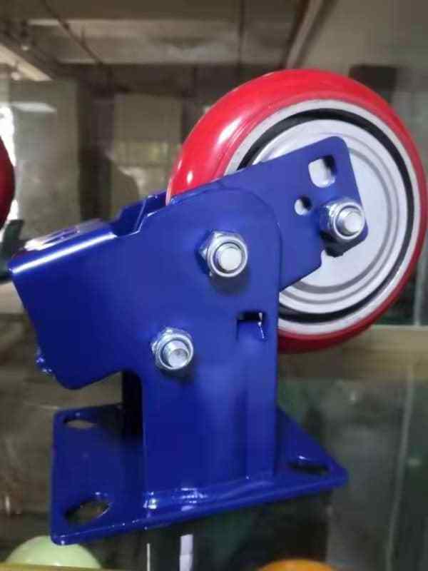 Heavy duty casters Viet Nam OEM 6 Inch Plate High Quality AGV Caster Wheel With Brakes Industrial Shock Absorbing PU PVC Caster