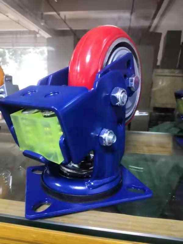 Heavy duty casters Viet Nam OEM 6 Inch Plate High Quality AGV Caster Wheel With Brakes Industrial Shock Absorbing PU PVC Caster