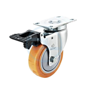 Single Ball Race Bearing Polyurethane Hand Cart Orange 3 4 5 Inch PU Swivel Caster Wheels for Trolley