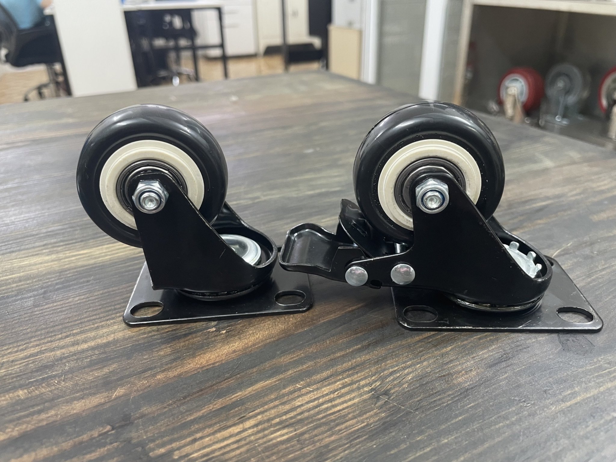 1.5'' Swivel Casters Wheel Top Plate PU Rubber Swivel Casters with 360 Degree Furniture Caster Each Wheel Capacity 50kg/110Lbs