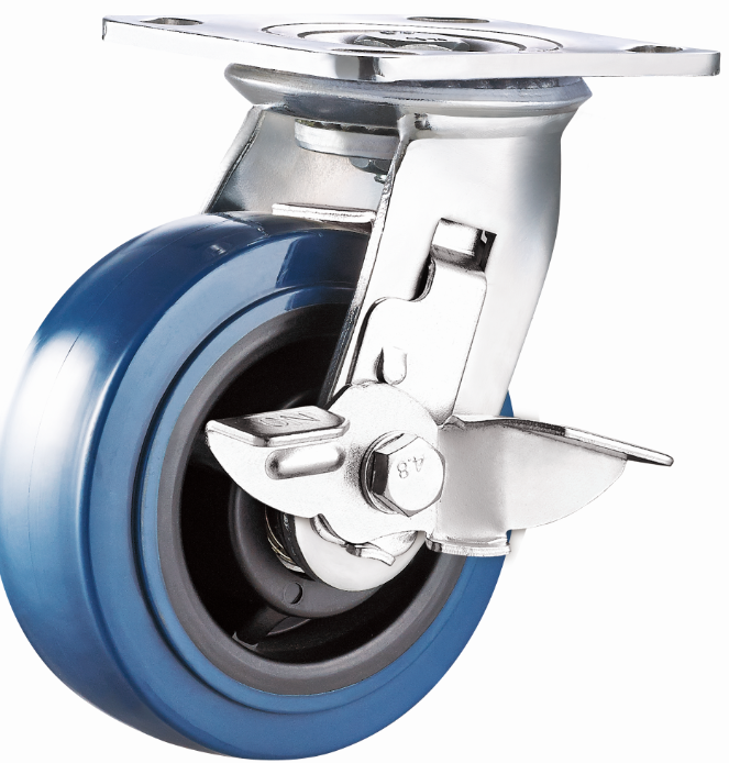 Hight Quality 4 5 6 8 Inch Swivel side total brake/Swivel/ Fixed/ Rigid Heavy Duty PU Casters and Wheels Zinc Plated