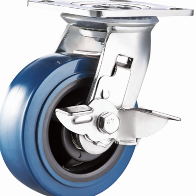 Hight Quality 4 5 6 8 Inch Swivel side total brake/Swivel/ Fixed/ Rigid Heavy Duty PU Casters and Wheels Zinc Plated