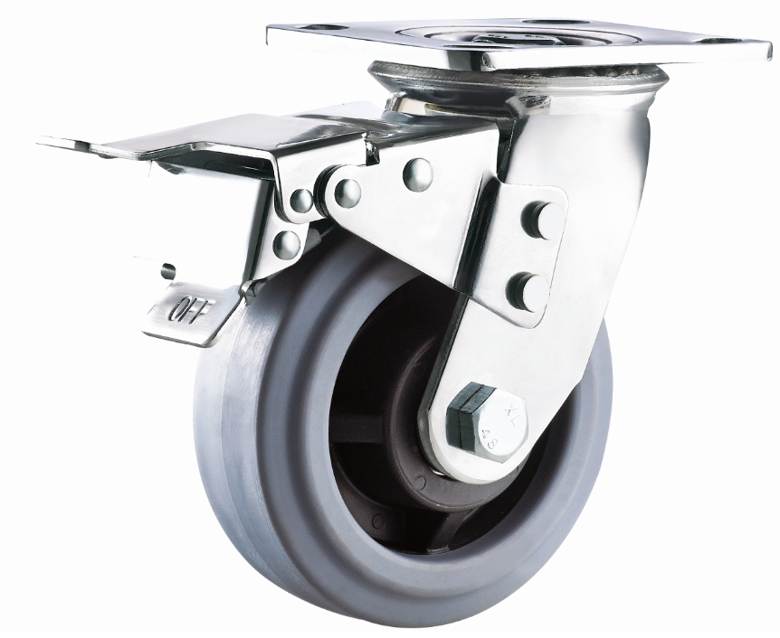 Hight Quality 4 5 6 8 Inch Swivel side total brake/Swivel/ Fixed/ Rigid Heavy Duty PU Casters and Wheels Zinc Plated