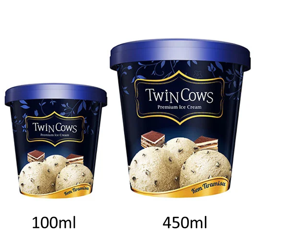 Vinamilk - Twin Cows Brand - Tiramisu Flavor - Premium Ice Cream - Packing 100ml Per Box X 12 Boxes Per Carton HALAL HACCP BRC