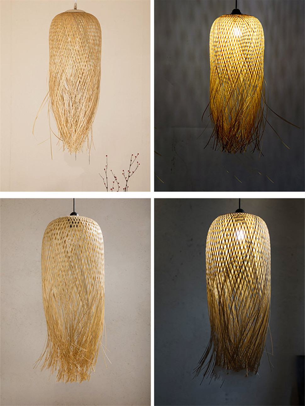 Cover Home Decoration Floor Ceiling Lamp Shade Handmade Natural Lamp Basket Bamboo Rattan Pendant Light