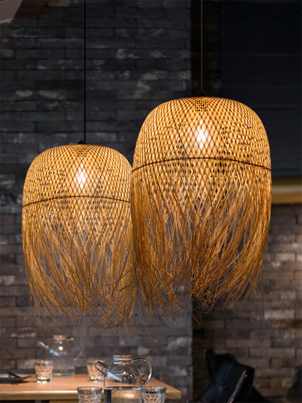 Cover Home Decoration Floor Ceiling Lamp Shade Handmade Natural Lamp Basket Bamboo Rattan Pendant Light