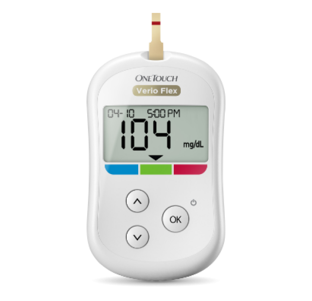 Accurate and Fast Digital Display OneTouch VERIO Flex Glucose Meter Monitor for Blood Sugar Glucose Testing at Home Easy to Use