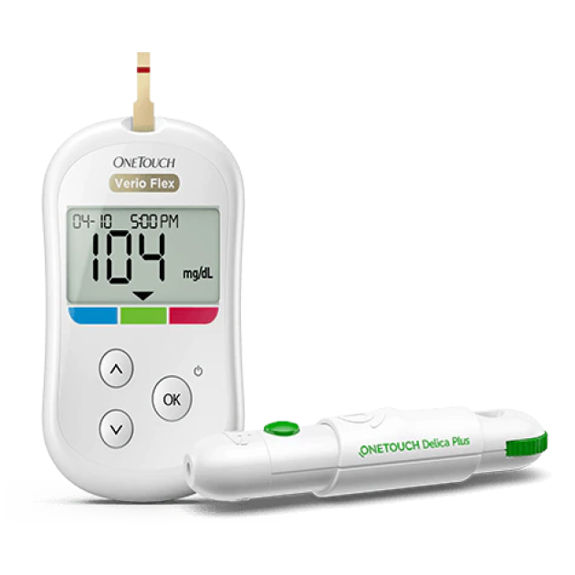 Accurate and Fast Digital Display OneTouch VERIO Flex Glucose Meter Monitor for Blood Sugar Glucose Testing at Home Easy to Use