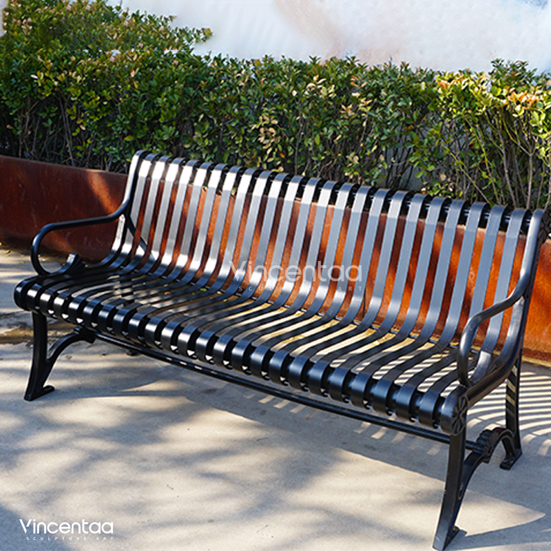 Park Square Chairs Seating Terrace Outdoor Furniture Metal Benches Can Be Customized