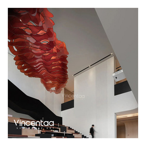 Vincentaa Customizable Ceiling Decoration Red Layered Resin Sculpture Ceiling Sculpture