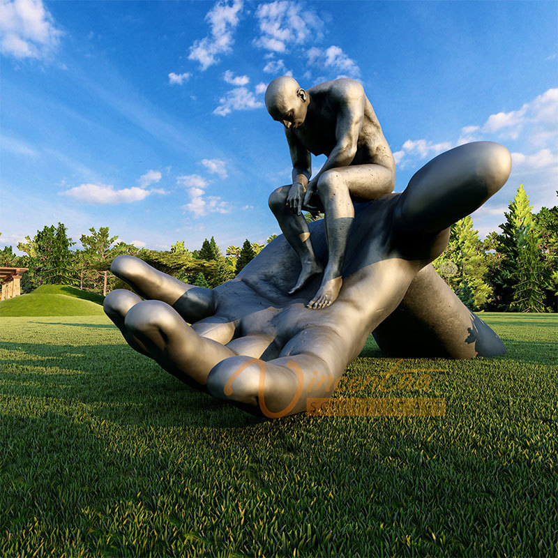 Vincentaa Large Sculptures For Sale Landscape Park Outdoor Large Aluminum Metal Sculpture Hand of God Roundabout Sculpture