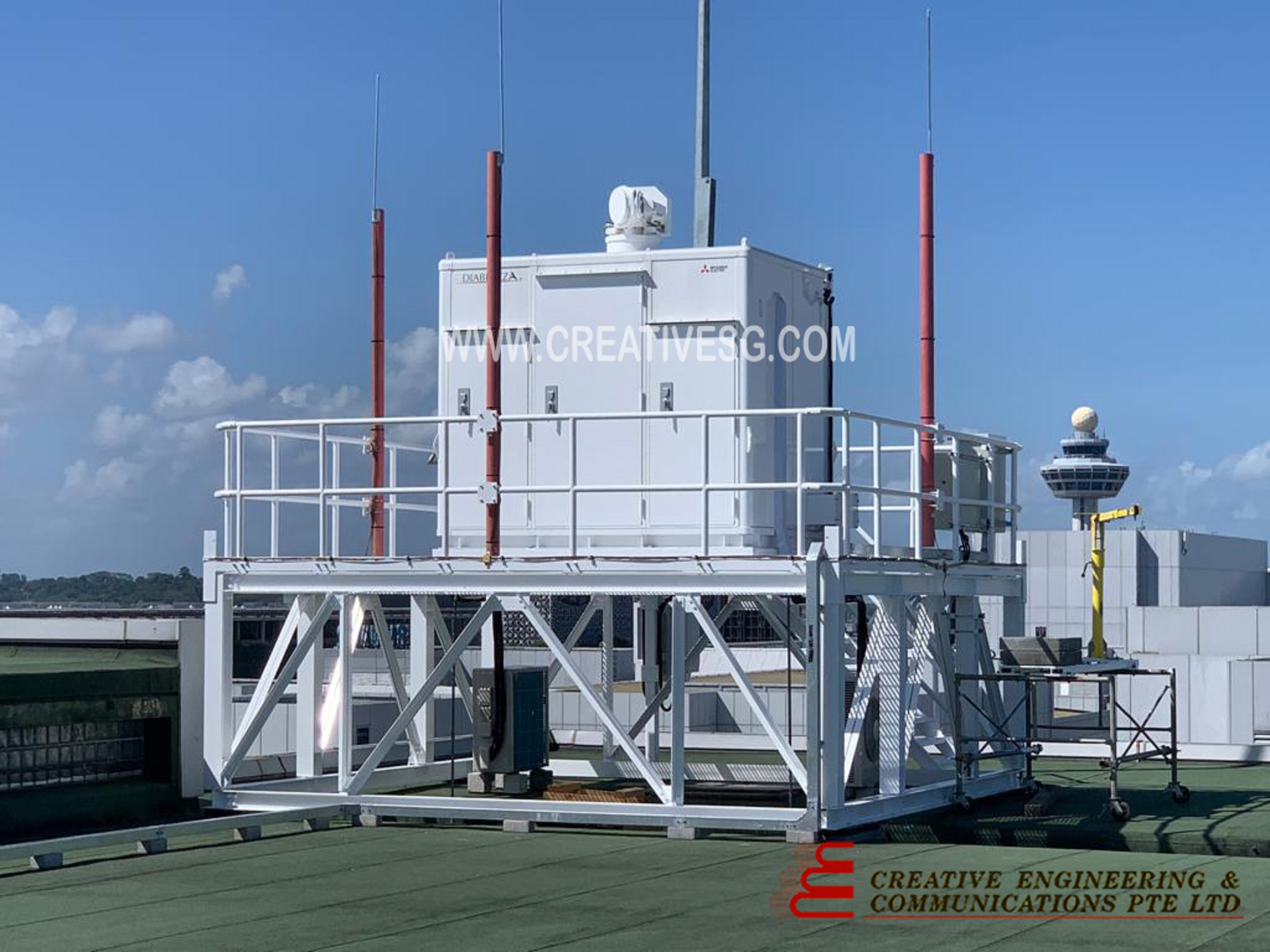 Customized Radar Tower Weather Climatological and Meteorological Radar Self Supporting Tower With Cabin and Radome