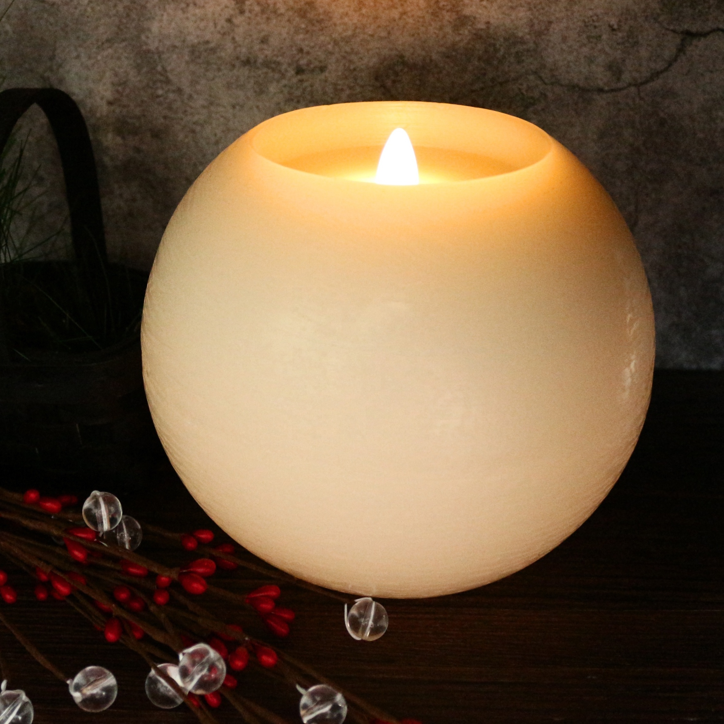 Moon Sphere Wax LED Dancing Flame Candle Ball Battery Operated Wax LED Flameless Candle with Timer and Remote Control