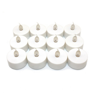 Set of 12 Flickering Warm White Battery-Operated Smokeless LED Tealight with Timer for Indoor/Outdoor Home Party Holiday Decor