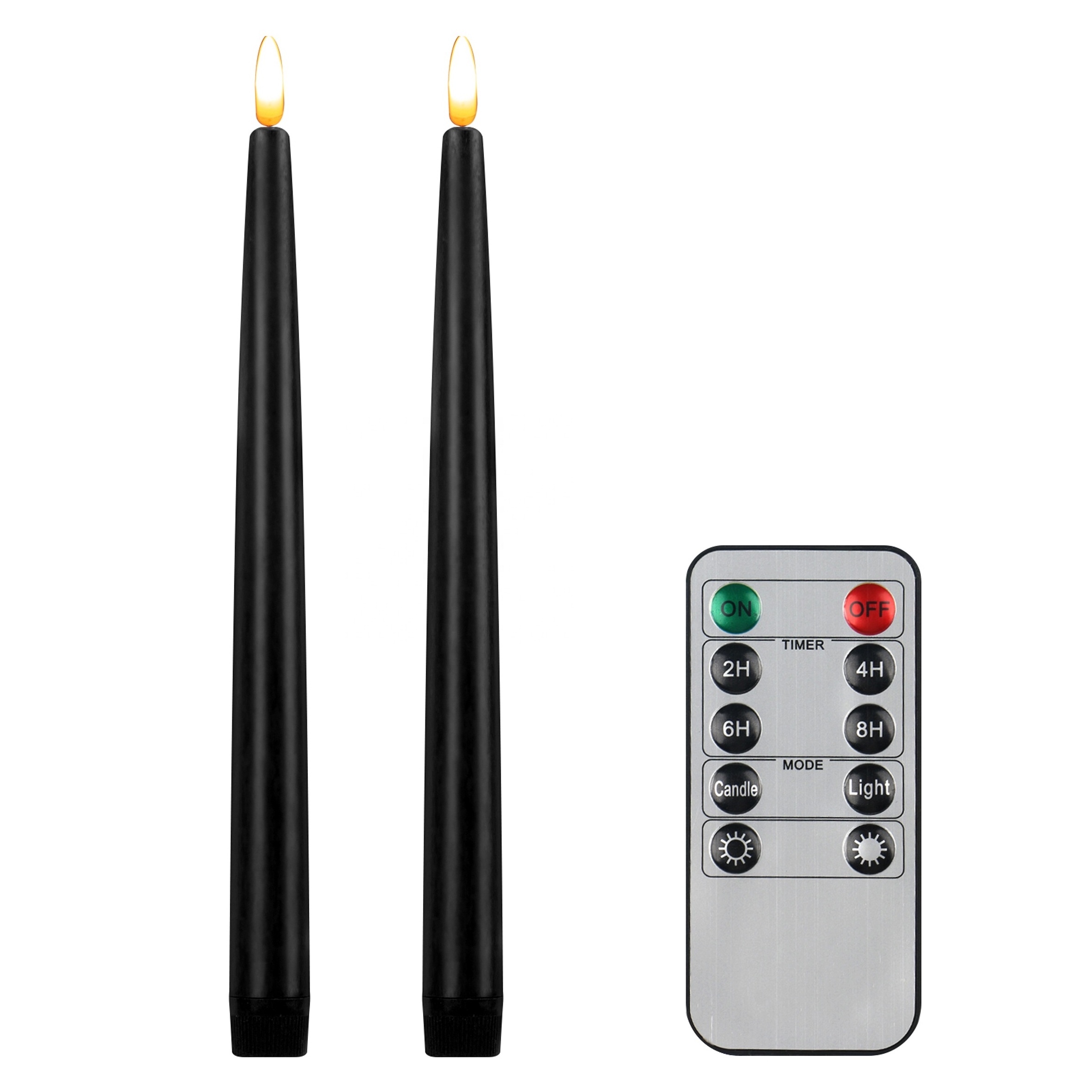 CVHOMEDECO. Flameless Taper Candles with 10-Key Remote, Battery Operated Led  Flickering 3D Wick Window Candles Real Wax, Black