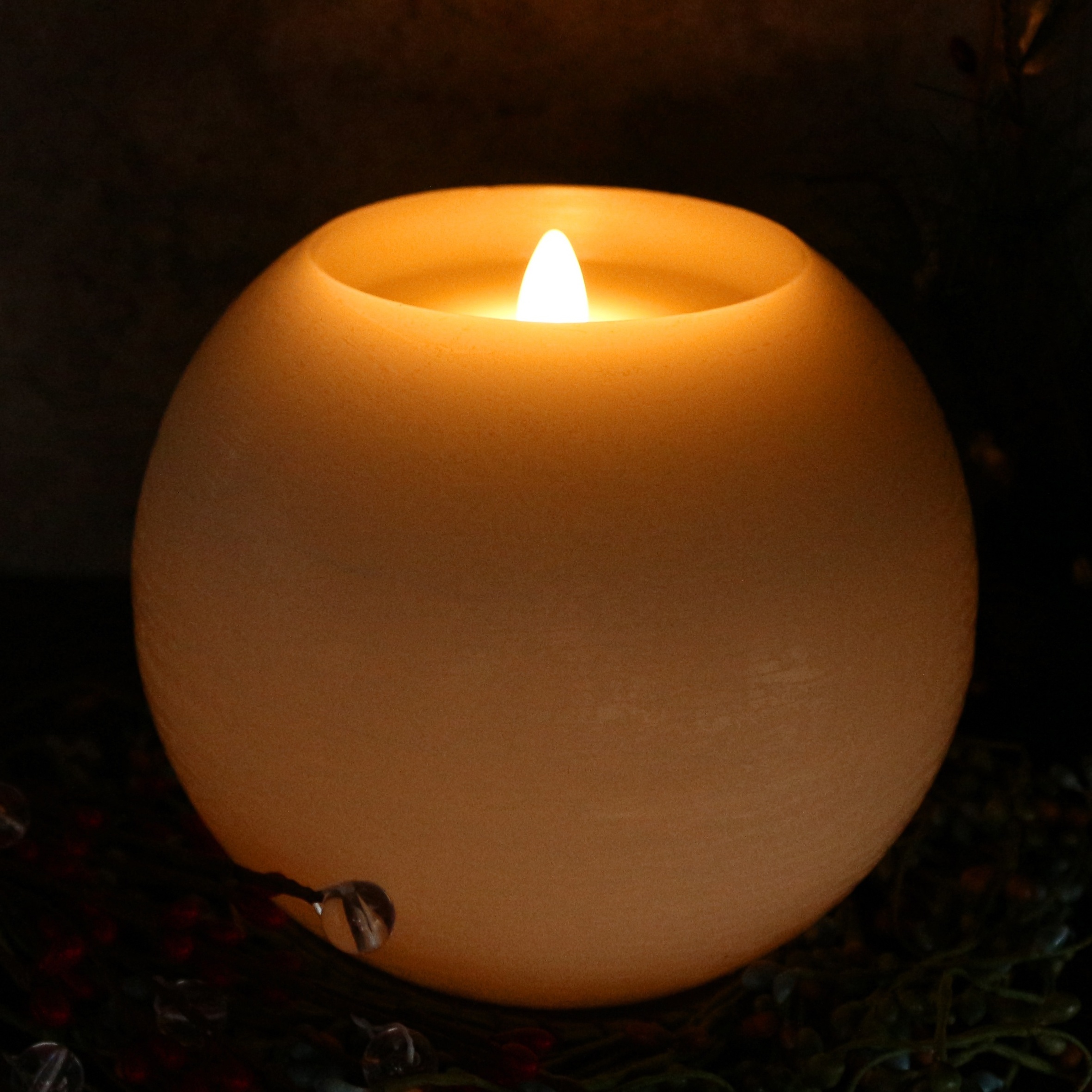 Moon Sphere Wax LED Dancing Flame Candle Ball Battery Operated Wax LED Flameless Candle with Timer and Remote Control