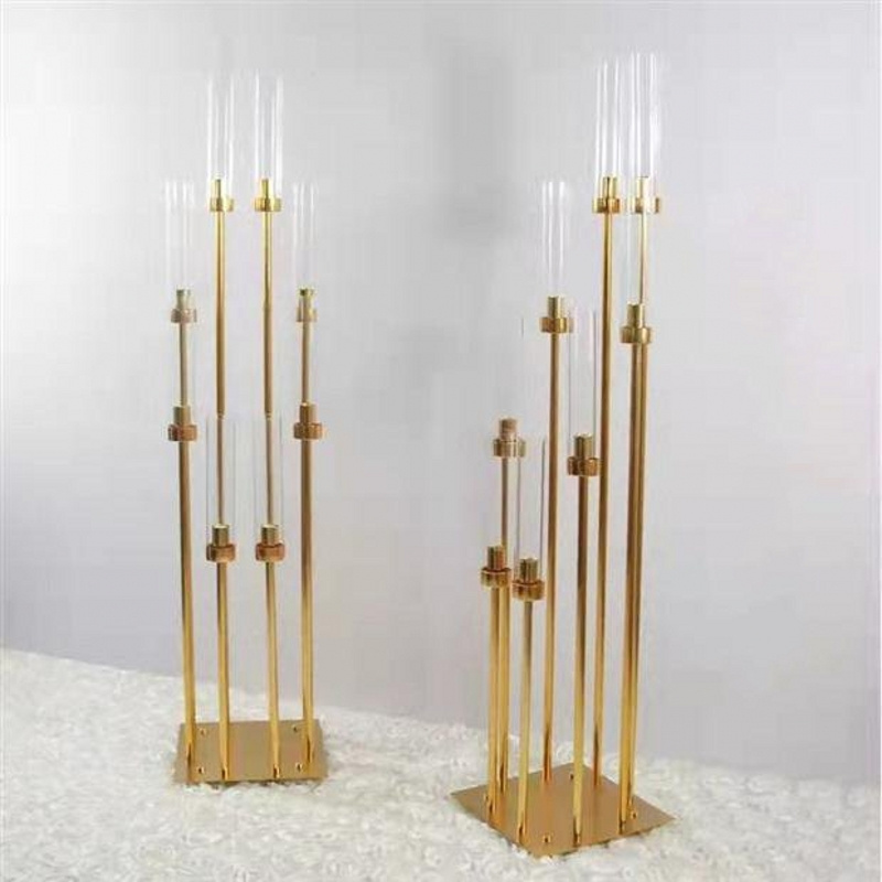 Weddings Party Table Centerpieces Stand for Home Decoration 10 Arms Gold Glass Metal Candelabra Candlesticks Candle holders