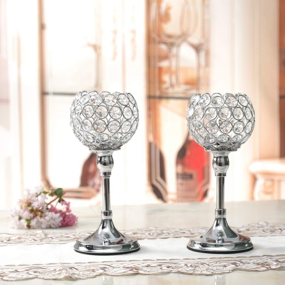 Silver Metal Tall Metal Candlestick Candle Tealight Holders for Wedding Party Decoration Table Centerpieces Stand