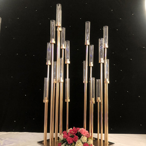 Weddings Party Table Centerpieces Stand for Home Decoration 10 Arms Gold Glass Metal Candelabra Candlesticks Candle holders