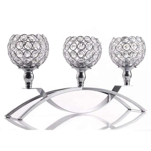 Metal 3 Arms Crystal Candelabras Candle Tealight Holders Wedding Table Centerpieces Stands Home Christmas Decoration