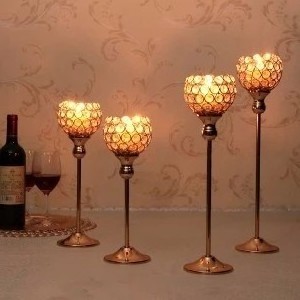 Metal Crystal candlesticks Paper candles Tealight Holders for Wedding Table Centerpieces Stands for Home Decoration