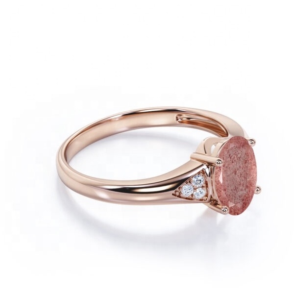 925 Sterling Silver Strawberry Quartz Jewelry 8x6mm Oval Cut Natural Strawberry Quartz Gemstone Engagement Ring