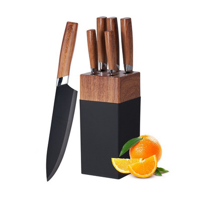 Factory Hot Selling High Quality 5 Pcs kitchen knife with Y peeler Wood Pattern handle kitchen knives stainless steel knife set